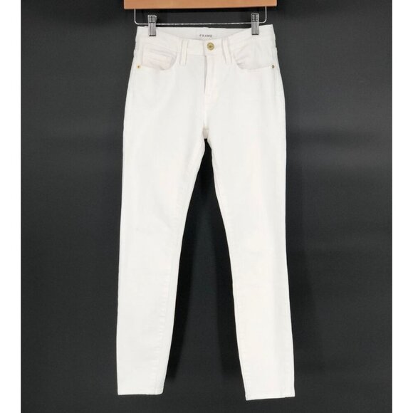 Frame Denim - Frame Women's Le Skinny De Jeanne Crop Jeans Size 25 White Mid Rise Coastal